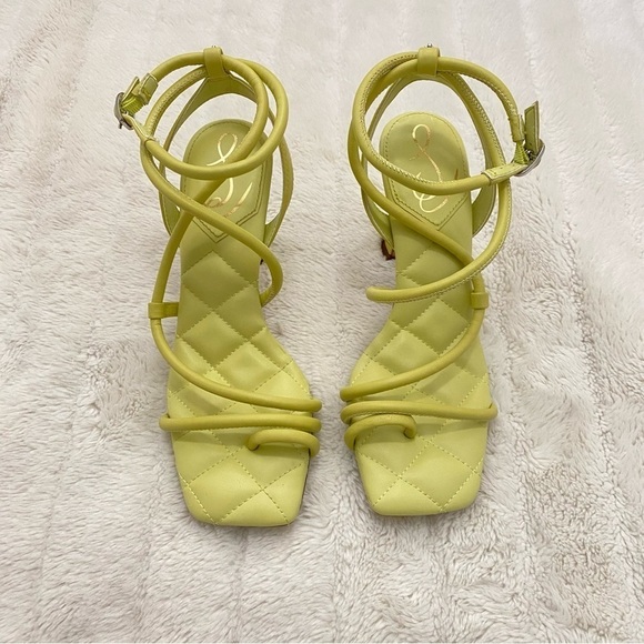 Sam Edelman Lime Green Leather Strappy Heels Size 7.5 - Picture 2 of 16